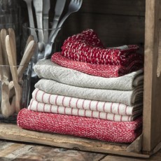 Håndklæde "Mynte" rød meleret strikket - 40x60 - Ib Laursen