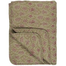 Quilt / Vattæppe grøn m/ blomster - Ib Laursen - 130x180