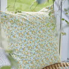 Pudebetræk lysegrøn m/ gule og blå blomster - Ib Laursen 60x60