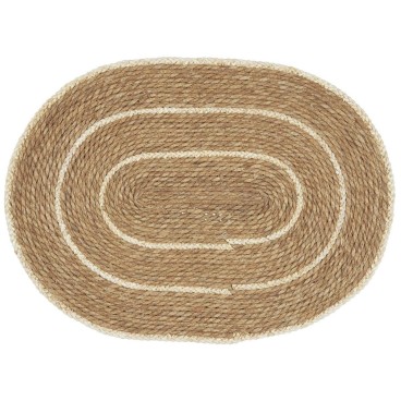 Dørmåtte oval natur m/creme striber - Ib Laursen 45x75