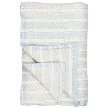 Bomulds Quilt / Vattæppe "Anne" m/ blåt og grønt mønster - Ib Laursen 130x170