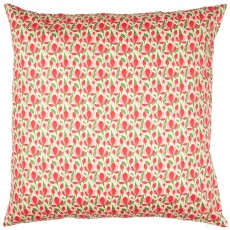Pudebetræk beige m/ røde og rosa blomster - Ib Laursen 60x60