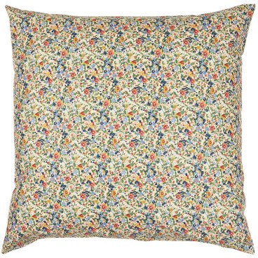 Pudebetræk beige m/ blå, grønne og rust blomster - Ib Laursen 60x60
