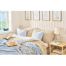 Pudebetræk t/gavlpude sand, forside quiltet, bagside m/bindebånd - Ib Laursen - 50x90