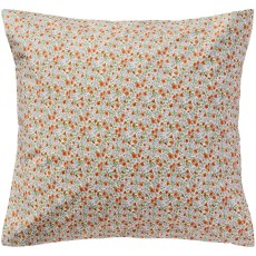 Pudebetræk m/ lyseblå og rustfarvede blomster - Ib Laursen 60x60