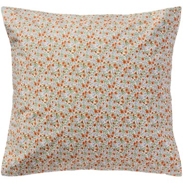 Pudebetræk m/ lyseblå og rustfarvede blomster - Ib Laursen 60x60