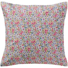 Pudebetræk creme m/ turkis, blå og lilla blomster - Ib Laursen 60x60