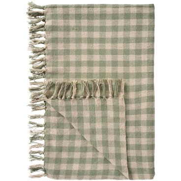 Plaid natur m/ støvgrønne tern - Ib Laursen 130x160