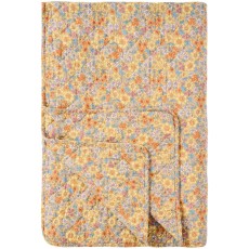 Quilt / vattæppe gul m/ flerfarvede blomster - Ib Laursen 130x180