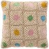 Pudebetræk hæklet natur m/ multifarvede blomster - Ib Laursen 50x50