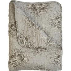 Quilt / Vattæppe "Noelle-Grå" grå m/ blomster - Au Maison 140x180