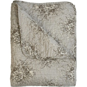 Quilt / Vattæppe "Noelle-Grå" grå m/ blomster - Au Maison 140x180