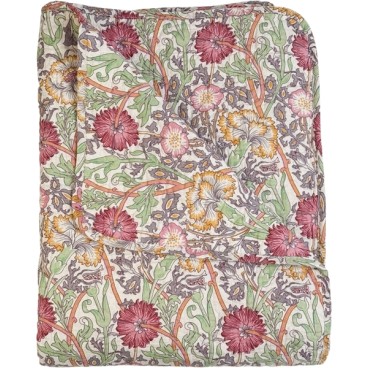 Quilt / Vattæppe "Flora-Violet" råhvid m/ blomster - Au Maison 140x180
