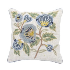 Pude "Hanna" mørkeblå m/ blomster - Bloomingville 45x45
