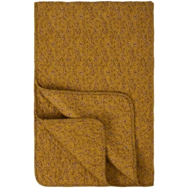 Quilt / vattæppe mustard m/ blomsterranker - Ib Laursen 130x180