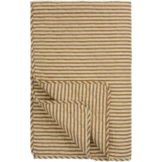 Quilt / Vattæppe okker grønne striber (karrygrøn) - Ib Laursen 130x180