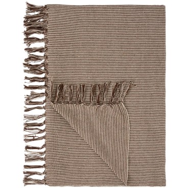 Plaid creme og mocca smalle striber - Ib Laursen 130x160