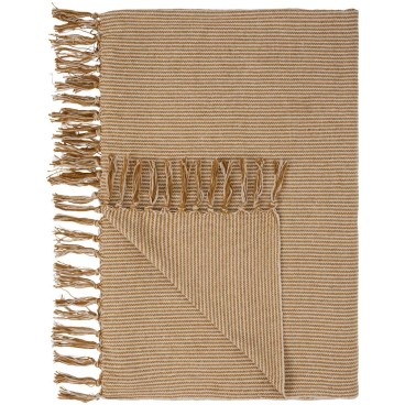 Plaid m/ creme og clay smalle striber - Ib Laursen - 130x160