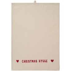 Viskestykke natur m/ rødt Christmas Hygge - Ib Laursen 50x70