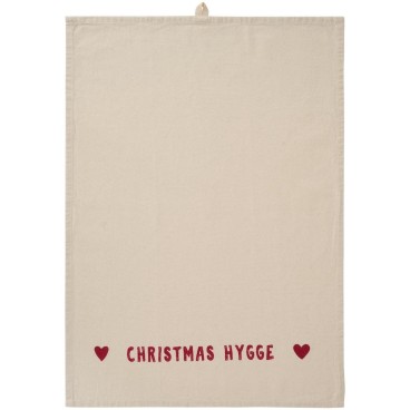 Viskestykke natur m/ rødt Christmas Hygge - Ib Laursen 50x70