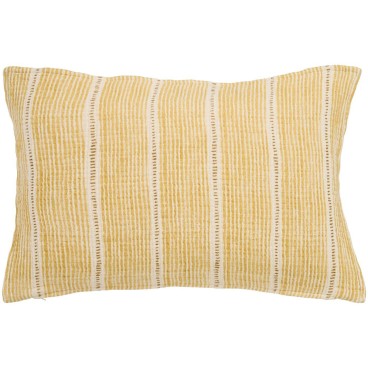 Pudebetræk off white m/ mustard stribemønster - Ib Laursen 40x60